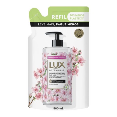 Sabonete Liquido Lux para mãos Flor Cereja Sachê 500ml