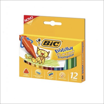 Giz Colorir Bic Evolution Triangular Sortido 12un