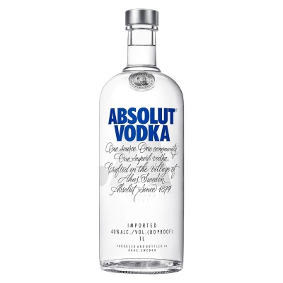 Vodka Destilada Tradicional Absolut Garrafa 1l