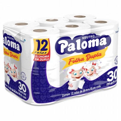 Papel Higiênico Paloma Neutro Fd 30mt 12 Rolos