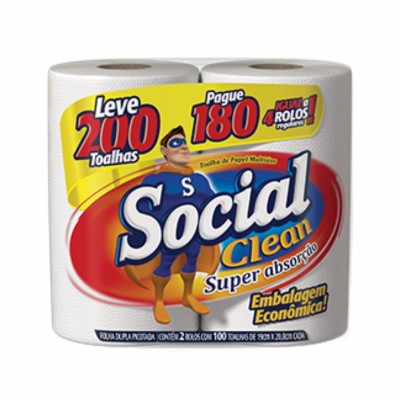 Toalha De Papel Social Leve+ Pague- 2x100fls