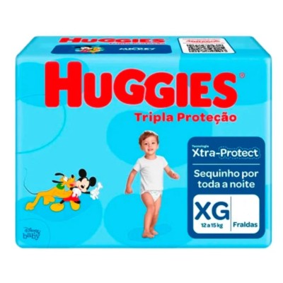 Fralda Descartavel Infantil  Huggies Tripla Protecão Jumbo 24un Xg (12kg À 15kg)