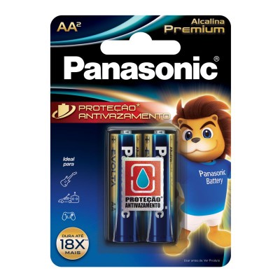 Pilha Alcalina Premium Aa (Pequena) 1,5 Volts Panasonic Cartela Com 2 Unidades Lr06egr