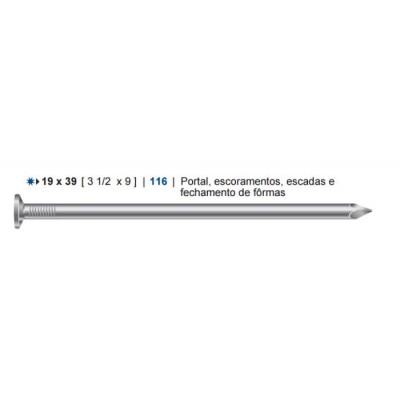 Prego Gerdau C/C 19x39 (3 1/2x9) 1kg