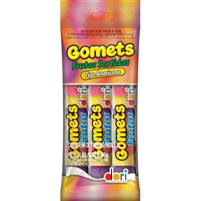 Bala De Goma Frutas Sortidas Gomets Tubo Dori 3x32gr 