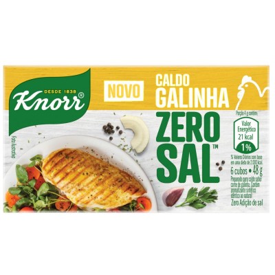 Caldo Tablete Galinha Zero Sal Knorr Caixa 48g 6 Unidades