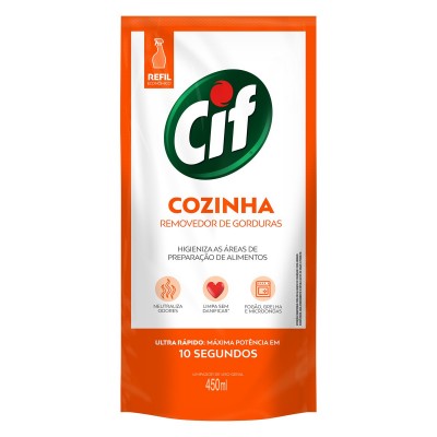 Limpador De Uso Geral Removedor De Gorduras Cozinha Cif Sachê 450ml