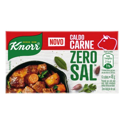 Caldo Tablete Carne Zero Sal Knorr Caixa 48g 6 Unidades