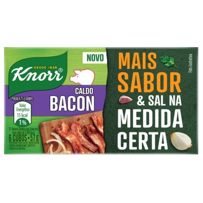 Caldo Tablete Bacon Knorr Mais Sabor Caixa 57g 6 Unidades