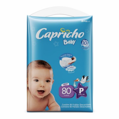 Fralda Descartável Infantil Baby Hiper 80un P (3,5kg A 5kg)